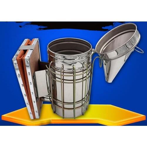 Beekeeping Equipment Stainless steel smoker Export type large real cowhide cover smoke bombs tools