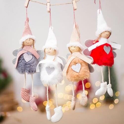 New Year 2022 Christmas Angel Plush Doll Pendant Christmas Tree Ornament Xmas Decorations for Home Decor