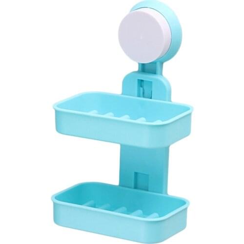Bathroom Strong Electrostatic Suction Cup Soap Box Bathroom Large Double Drain Soap Box Soap Dish Drop Shipping Sale