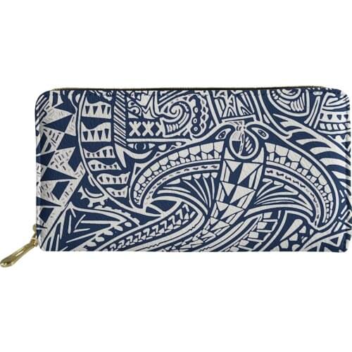 Luxury Leather Wallet Fashion Women Purses Polynesian Tribal Printing Ms Clutch Female Card Holder Phone Bag Ladies Money Bags