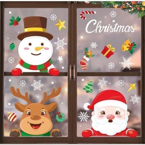 Christmas Wall Stickers Double-sided Static Window Glass Stickers Christmas PVC Self-Adhesive Wall Stickers Xmas Decoration