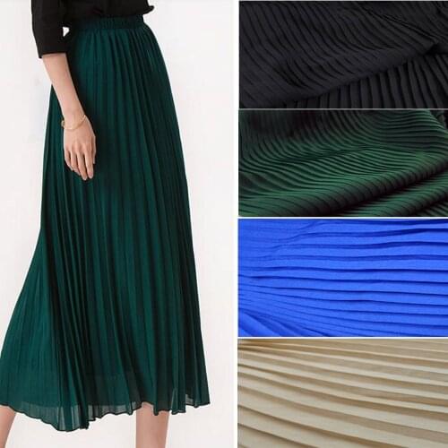 Pleated Skirt Chiffon Fabric Solid Organ Crushed Soft Breathable DIY Dress Scarf Material