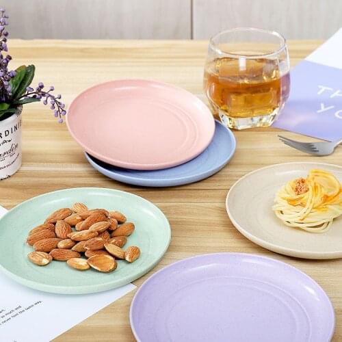 Wheat Straw Plates Solid Color Eco Friendly Fruit Plate Tableware Dishwasher Available Reusable 15cm Single Plate Dinnerware Set