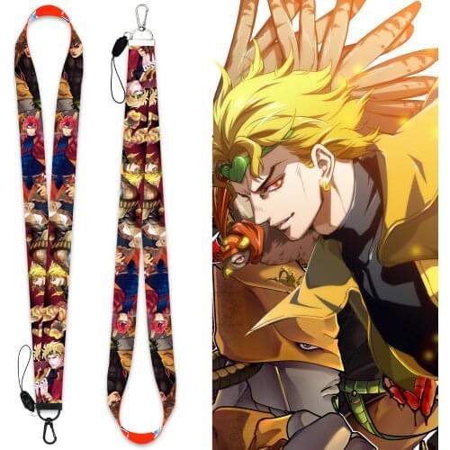 Phone Lanyard JOJOs Bizarre Adventure Brando Japanese Anime Ribbon Keychain Lanyard Detachable Hand Strap