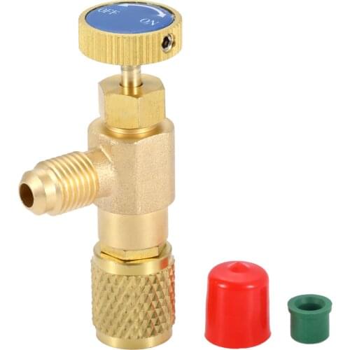 R12 R22 Refrigerant Charging Valve 1/4" Male to 1/4" Female Adapter Flow Control Ball Valve for R12 R22 Air Conditioner Manifold
