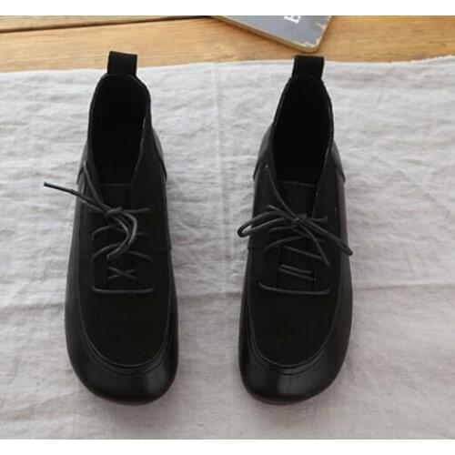 Spring Autumn Women Boots Female 2021 New Retro Contrast Color Lace Up Vintage Fashion Mori Gril Boots Female YoYiKamomo
