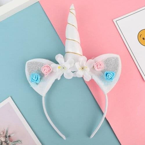 1PC Girls Cat Ear Flower Unicorn Party Hair Hoop Birthday Party Kids Hairbands Baby Headband Headwear Hair Accessories