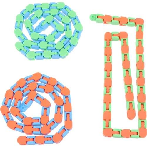 1Pc With 48 links Wacky Tracks Snap and Click Fidget Toys Kids Autism Snake Puzzles Classic Sensory Toy