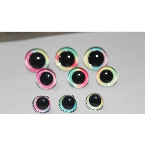 10pcs-- 16mm/20mm/25mm 3D clear safety toy eyes +Rainbow glitter fabric+white washer for doll finding--size option