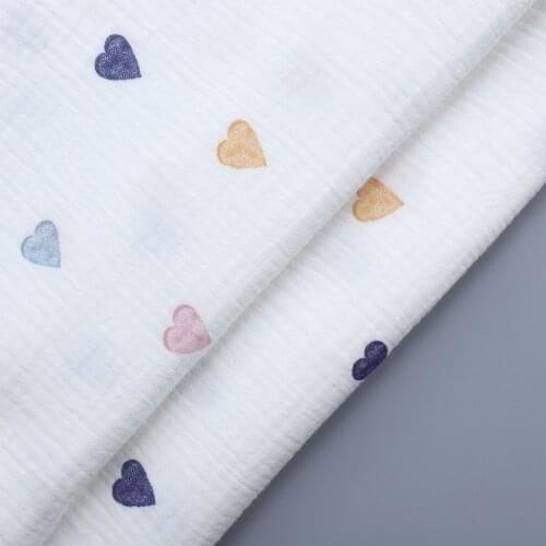 100 Meters Pure Cotton Double Gauze Fabric Natural White With Love Pattern Color Sewing Fabric Small Wholesale CD05C
