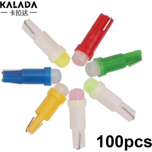 100pcs fast shipping cob t5 w5w w1.2wpanel bulb car led bulb white red blue amber color Instrument light 12V dash board lamp