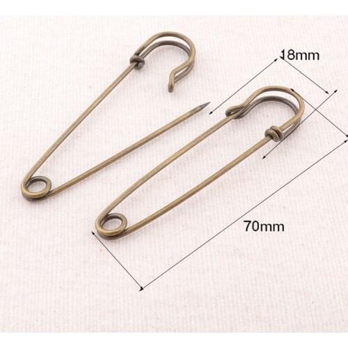 15PCS Safety Pins 70mm Large Bronze Safety Pins Brooch Stitch Markers Metal Brooch Bar Needles Safety Pins Fasteners