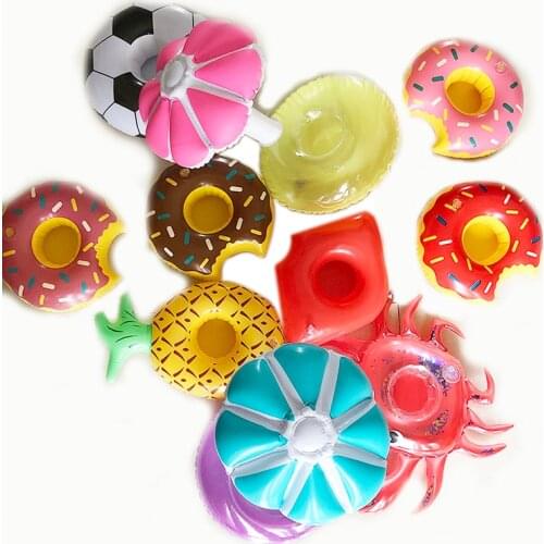 24 Styles Mini Fruit Shape Inflatable Water Swimming Pool Drink Cup Stand Holder Float Toy Coasters For Beverage Beer Bottle