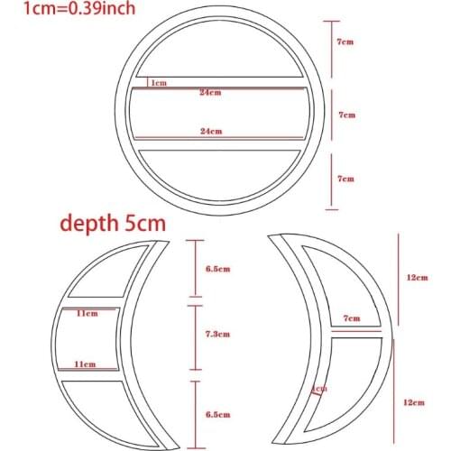 3/5x Rustic Wooden Moon Shape Storage Shelf Floating Wall Mounted Hanging Photo