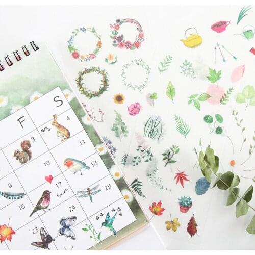 6PCS New Cute Cartoon Watercolor Flower Children Stationery Stickers For DIY Albums Scrapbooking Diary Decoration Depicting