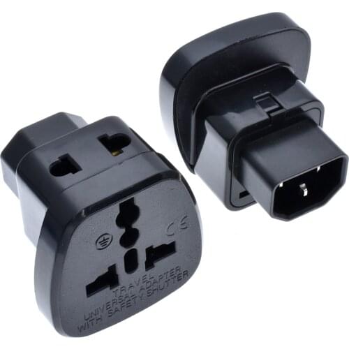 2pcs/lot IEC 320 C14 Plug to Universal socket 1to2 converter power Adapter with Safety Shutter APC UPS PDU IEC-320 C14 inlet