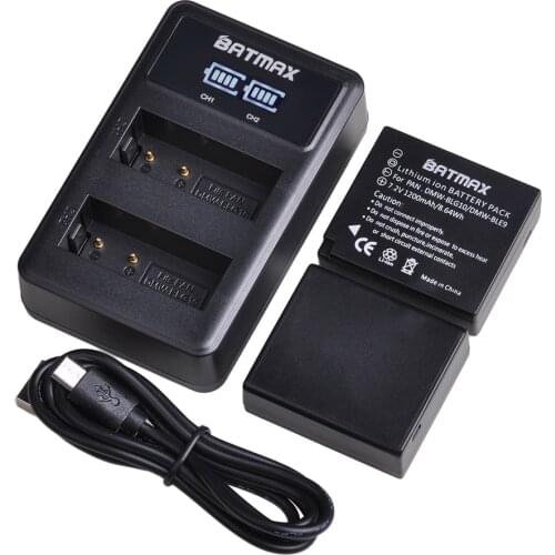 Batmax DMW-BLG10 DMW-BLE9 DMW-BLE9E BP-DC15 Battery +LED Dual USB Charger for Panasonic LUMIX GF5 GF6 GX7 LX100 GX80 GX85