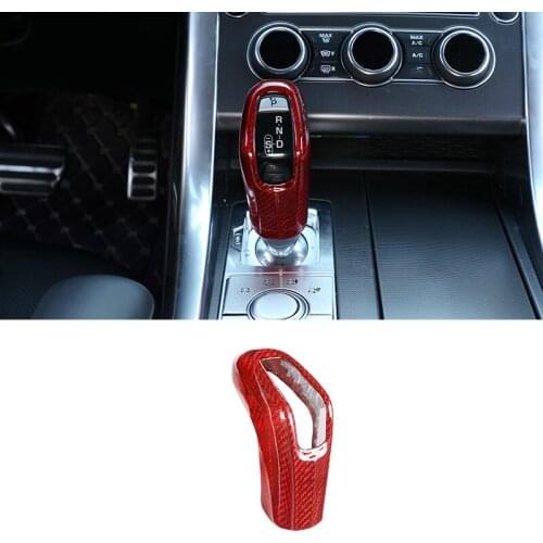 Car Accessorie Gear Shift Head Cover Trim For Jaguar E-PACE 2018-2019/For Range Rover Sport 2014-2020 Real Carbon Fiber Red 1Pcs