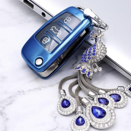 TPU Car 3 Button Remote Key Case Cover Holder Key Chain Ring for Audi A1 A3 A4 A5 Q7 A6 C5 C6 Soft Shell Protector Accessories