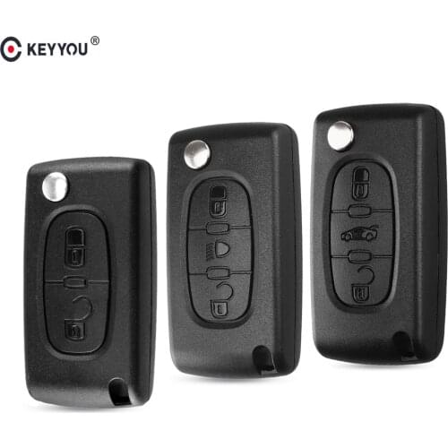 KEYYOU Remote key Case for Peugeot 207 307 308 407 607 807 For Citroen C2 C3 C4 C5 C6 Flip Folding Car Key shell 2/3/4 Buttons