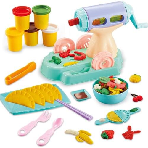 Childrens Puzzle Color Mud Set Multi-function Waffle Machine 3D Noodles Handmade Dumplings DIY Plasticine Children kitchen toys