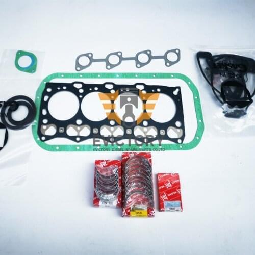 For ISUZU 4LE1 rebuild overhaul gasket kit main conrod bearing + piston ring