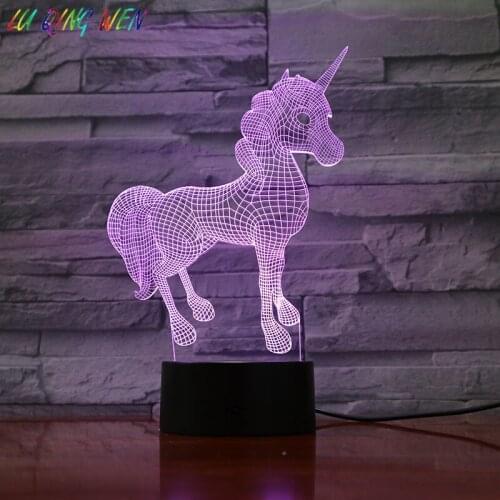 Unicorn Night Lamp 3D Hologram Usb Touch Sensor Light Room Decoration Battery-powered Lamp Girl Kids Bedside Led Night Light