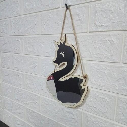 European style creative cartoon swan acrylic wood mirror creative wood products home furnishing decoration crafts