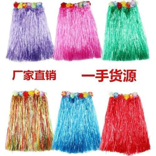 Kid Adult Hawaiian Hula Skirt Flower Bra Set Halloween Cosplay Costume Multy Color For Kid Adult Disguise For Carnival