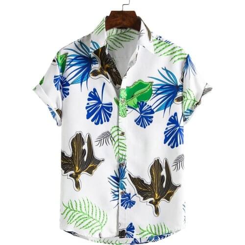 New 2021 Hawaiian Shirts Men Beach Blouse Floral Tops Short Sleeve Button Up Casual Shirt camisa hawaiana hombre