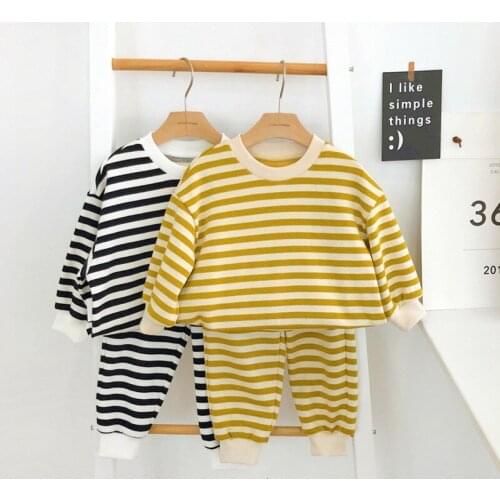 Kias Girls Clothing Sets Casual Striped Top Long Sleeve Sweatshirt Pants 2pcs 1 2 3 4 5 Years Kids Tracksuit Sport Suit For Girl