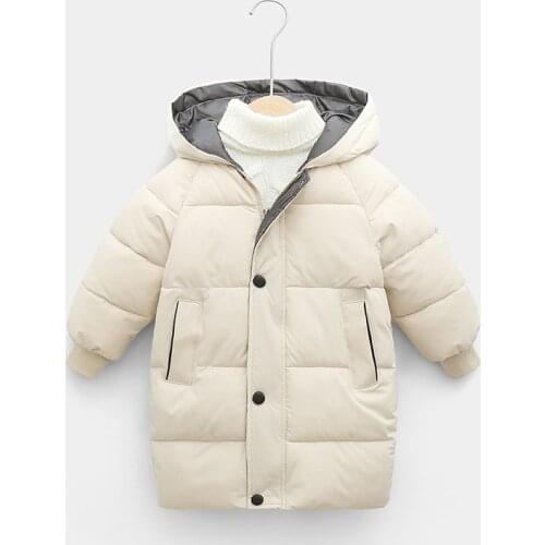 2021 New Childrens Cotton-padded Jacket Toddler Boys Long Coat Little Girls Winter Clothes Korean Cotton-padded Clothes Thick