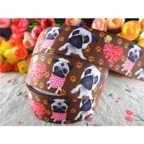 15100209, 1'' (25mm) 5 yards cute animals pet dog printed grosgrain ribbons cartoon ribbon hair accessories tape