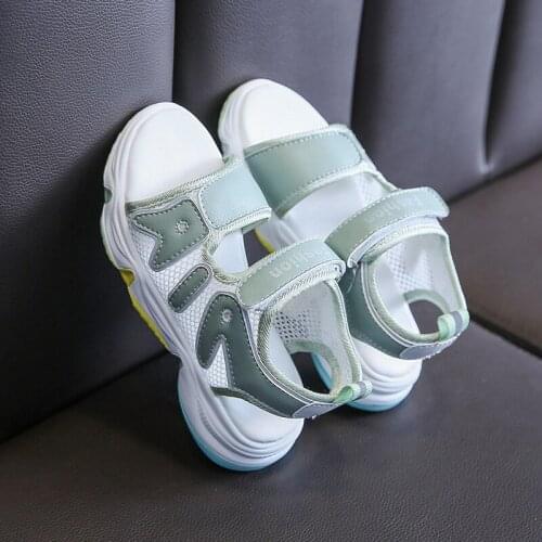 Little Girl Boys Beautiful Sports Sandals Summer 2021 For Children Beach Shoes For Flat Kids Fashion Mesh Breathable 3-12 Years