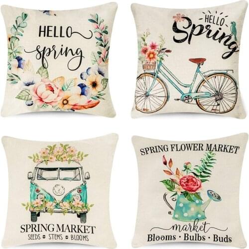 Best Spring Pillow Covers 18X18 Inch Set of 4 for Spring Decorations Farmhouse Throw Pillow Covers for Spring Home Decor