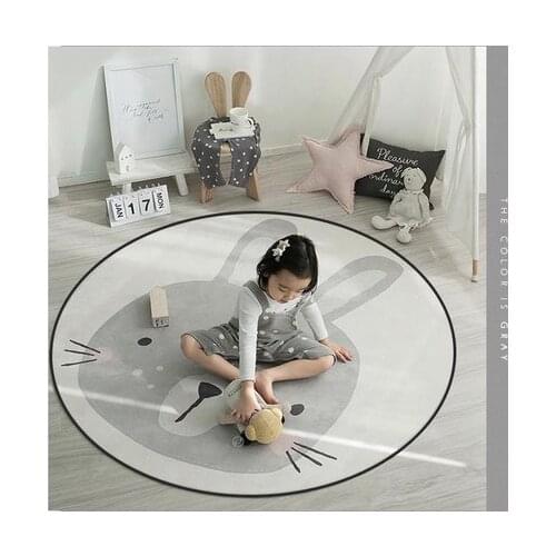Cartoon cute round carpet childrens room bedroom bedside thickened carpet childrens climbing pad washable