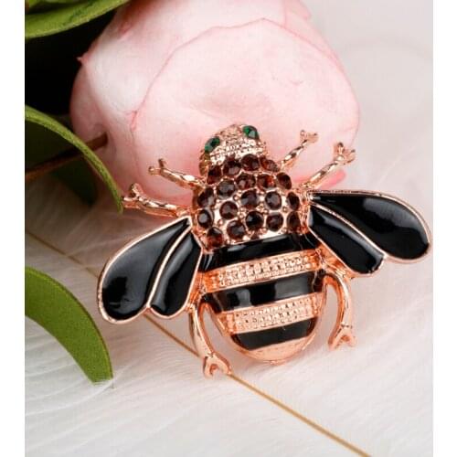 Trendy Rose Gold Bee Brooches for Women Insect Series Brooch Delicate Rhinestones Crystal Pin Brooch Jewelry Gifts for Girl