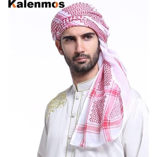 Muslim Hijab Scarf Man Multifunction Head Scarf Bandana Islamic Palestine Military Adjustable Plaid Shawl Keffiyeh Shemagh