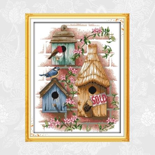 Log cabin Patterns Printed Cross Stitch kit Sale DMC Counted Embroidery Cotton Thread Set DIY Handmade Home Decoration Crafts
