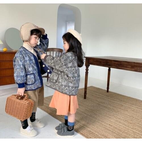 New Baby Girls and Boys Long Sleeve V Neck Casual Long Sleeve Short Coats Toddler Children Fashion Floral Loose Jackets