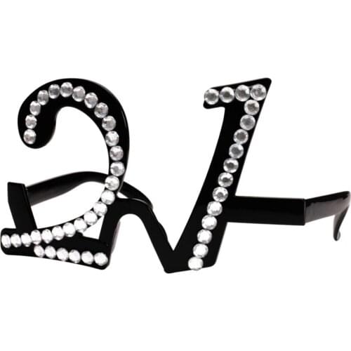 Prettyia 21/70/80th Glitter Crystal Frame Birthday Glasses Anniversary Party