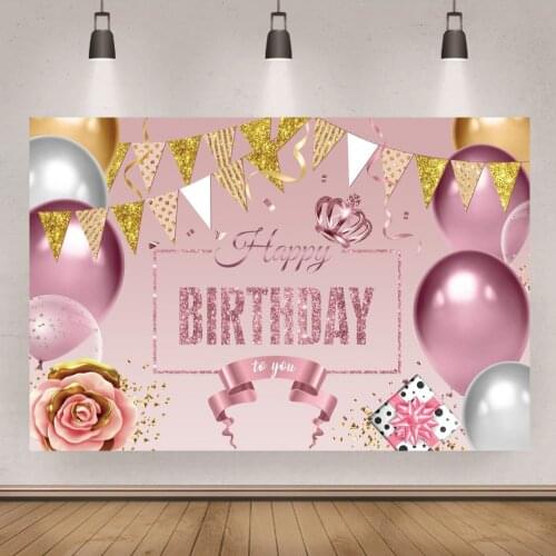 Pink Theme Balloon Bunting Girl Birthday Party Decor Backdrop Studio Photography Kids Background Prop Supplies Photocall