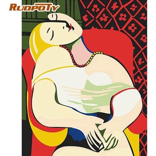 RUOPOTY Frame DIY Painting By Numbers Dream Picasso Picture Paint By Numbers For Adults Acrylic Diy Gift Home Wall Art Picture