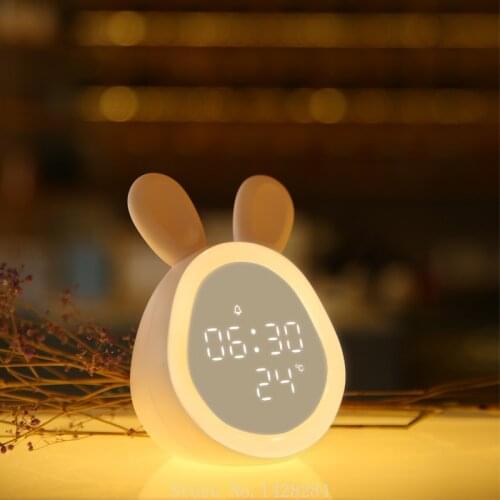 Xiaomi Time Rabbit Alarm Clock Student Smart Clock Bedroom LED sleeping light Silicone lamp USB Cartoon Rabbit Gifts