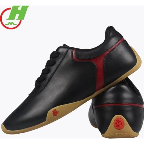 High Quality Cowhide Tai Chi Shoes Soft Genuine Leather Kung Fu Wushu Shoes Martial Arts Sneaker Sports Training Footwear