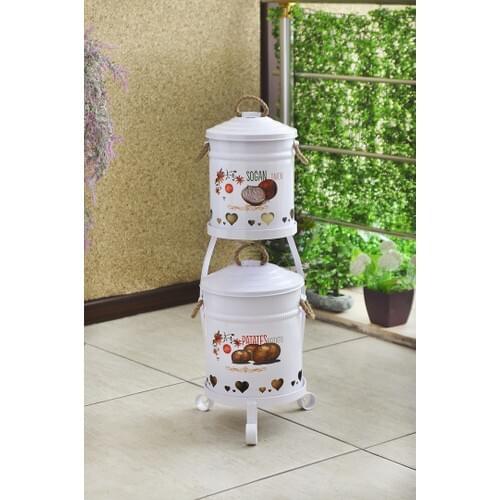 Yildiray Metal 2'li Potato Onion Bucket Set