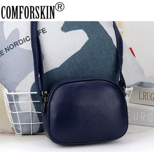 COMFORSKIN Premium 100% Cowhide Leather Women Messenger Bag Dropshipping сумки женские Three Zipper Lining Handbag For Female