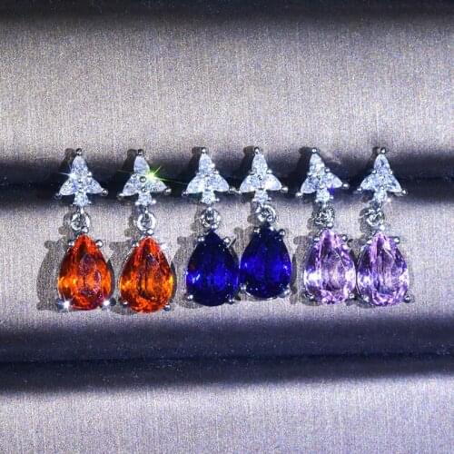 Luxury Water Drop Fenda Color Zircon Drop Earrings S925 Silvery Fashion Unusual Jewelry For Women Engagement Party Birthday Gift