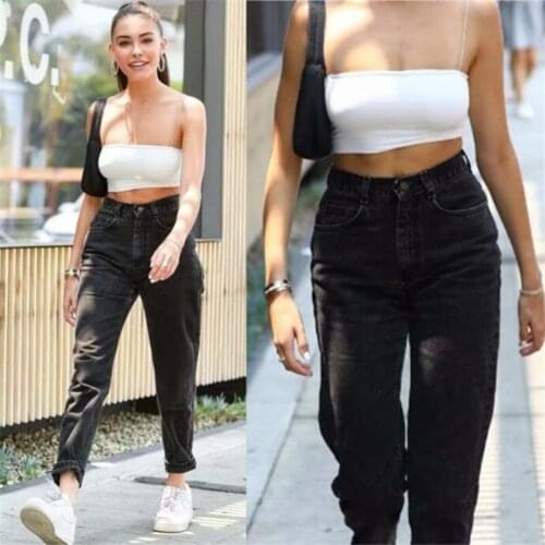 2021 New Mom Jeans For Women High Waist Vintage Trousers Female Retro Fashion Denim Jeans Pants Boyfriend Black Large Plus Size