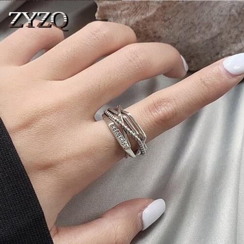 ZYZQ Hip-hop Ancient Silver Plated Arrow Feather Mens Rings Vintage Open Ring Statement Finger Jewelry Whole sale